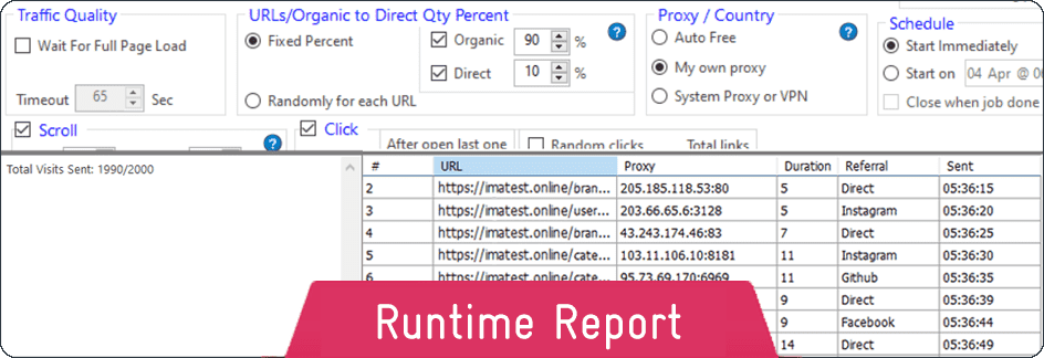 runtime report